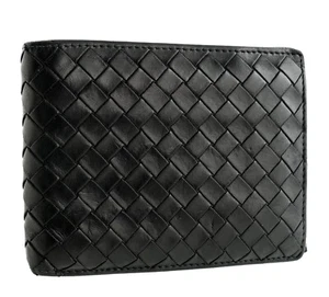 BOTTEGA VENETA Black Intrecciato Leather Mens Bifold Wallet Italy - Picture 1 of 10