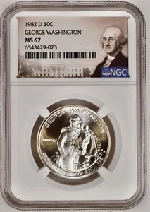 1982-D George Washington Commemorative Half Dollar 90% Silver NGC MS67 Denver - Picture 1 of 2