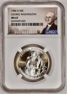 1982-D George Washington Commemorative Half Dollar 90% Silver NGC MS67 Denver - Image 1 of 2