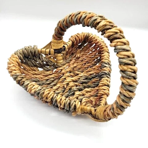 Wicker Heart Woven Love Basket Wedding Holiday Birthday Boho Farmhouse Western Cover