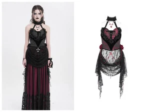Eva Lady  Women's Gothic Flower Decor Halter Sweetheart Corset With Tulle Skirt - Picture 1 of 28