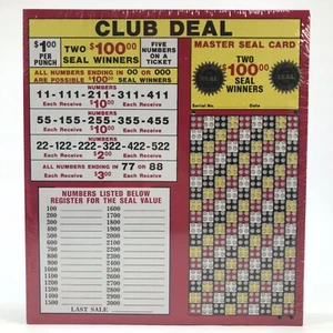 $1.00 CLUB DEAL Punch Card GAME Board Play Raffle Gambling NEW 612 Hole Money - Picture 1 of 8