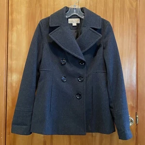 Michael Kors Women’s Double Breasted Wool Pea Coat Charcoal Size US Small S/C - Picture 1 of 8