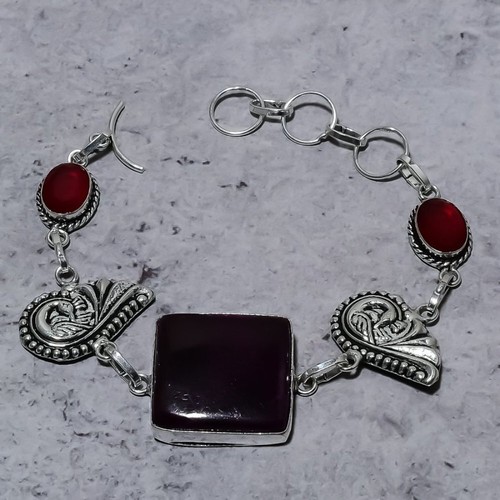 VALENTINO Bracciale in argento sterling 925 con ametista naturale pietra preziosa granato 7 8" M701