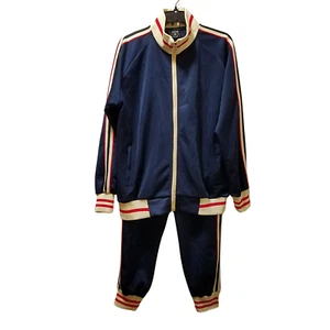 Dioxoib Trainingsanzug Herren Large Navy Blau Jogginganzug Stretch Jacke Jogginghose - Bild 1 von 5