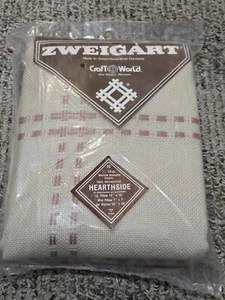 Zweigart Hearthside Afghan Cross Stitch Fabric Beige/Pink 14 CT 55 x 48 New Vtg - Picture 1 of 6