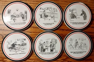Restoration Hardware 6 Coasters Boxed Set The New Yorker Ceramic Cork READ! - Picture 1 of 11
