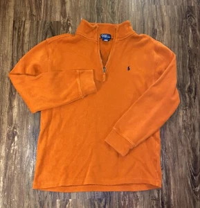 Polo Ralph Lauren Boys 1/2 Zip French Rib Orange Pullover Sweatshirt Sz L(16/18) - Picture 1 of 10