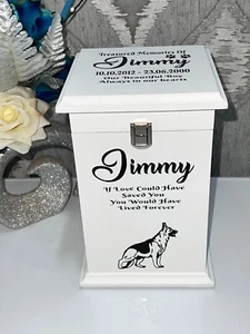 Pet Ashes casket Tall with Lock Personalised urn memorial memory box SmTCL - Picture 1 of 7