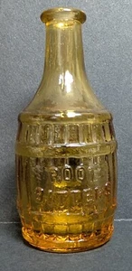 Botella de amargos de raíz ámbar vintage de 3" de alto sin corcho - Imagen 1 de 6