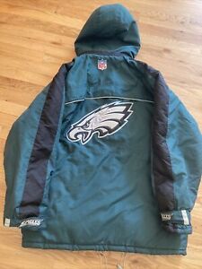 Vtg Philadelphia Eagles Jacket Mens Large Puffer NFL Football Green ReeboK