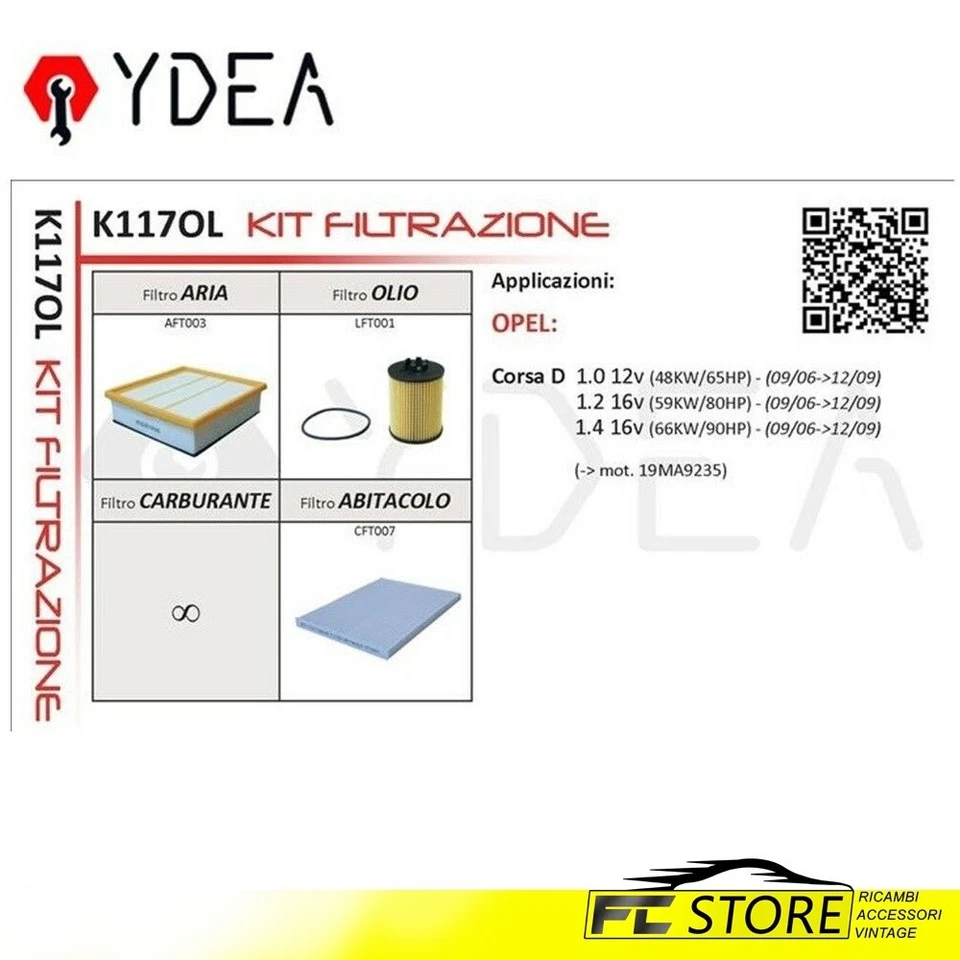 Kit tagliando 4 filtri Ford Fiesta V 1.4TDCI (50KW/68HP)Fusion1.4TDCI K112FD