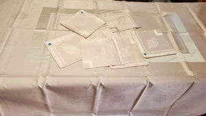 Stamped Peach Belgium Tablelcloth & Napkins Bouquet Floral New, Never Used 82x62 - Picture 1 of 8