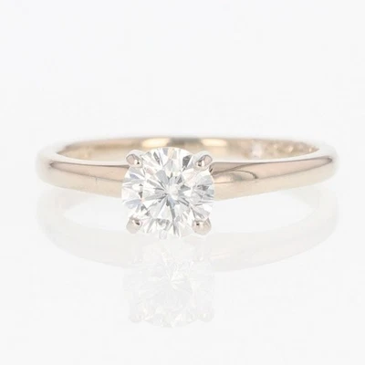 Anillo de compromiso solitario de diamantes redondos de 0,70 quilates LEO de oro blanco de 14 k talla 5,75 Foto 1 de 4