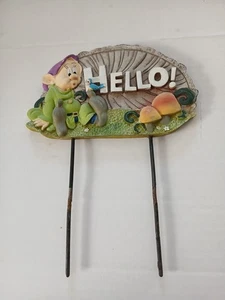 Disney Snow White & The Dwarfs Dopey Hello Garden Sign - Picture 1 of 4