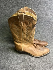 Justin Western Cowboy Boots Mens 10.5D Comb Last USA Made Kangaroo Leather NWT - Picture 1 of 11