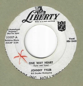ROCKER ON LIBERTY (promo) by JOHNNY (Kip) TYLER - "ONE WAY HEART" VG+ - Picture 1 of 2