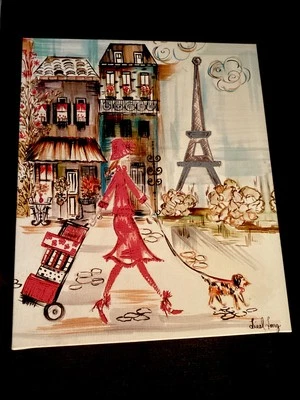 Liesl Long Painting A Shopper In Paris Beautiful 20X24” Textured Art - Image 1 of 4