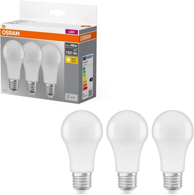 Base Clas a Lampada LED E27, 13 W, Luce Calda, 3 Unità (Confezione Da 1) - Immagine 1 di 4