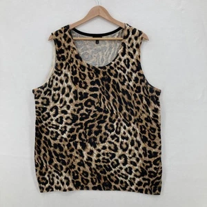 Talbots Pullover Damen 2X Leopardenmuster Ärmellos Shell Kaschmirmischung Strick - Bild 1 von 11