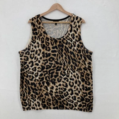 Talbots Sweater Womens 2X Leopard Print Sleeveless Shell Cashmere Blend Knit - Image 1 of 4