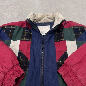 Chaqueta de Navidad de colección grande a cuadros bombardero cortavientos Bronton edredón retazos - Imagen 1 de 8