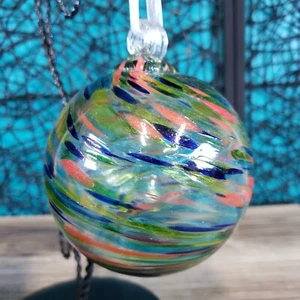 Arte soplado a mano vidrio brujas bola adorno atrapasol orbe remolinos multicolores 5" - Imagen 1 de 8