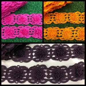Lace Trims Wide 2 5/8in Dark Purple, Goldengelb, Magenta Nichtelastisch V203 - Picture 1 of 7