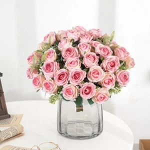 Artificial Flowers 10Pcs Heads Silk Rose Fake Bouquet Wedding Home Party Decor - Picture 1 of 12