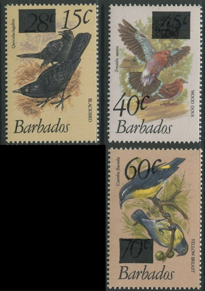 BARBADOS - 'BIRDS' Surcharges Set of 3 MNH [C2387] — 第 1/1 张图片