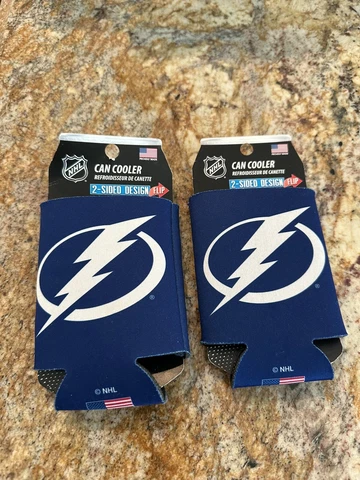 Tampa Bay Lightning NHL Set Of 2-Sided Slim Can Koozies Coozies Cooler Cover