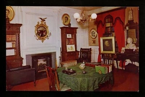 Interiors postcard Cambridge Massachusetts MA Longfellow House Study - Picture 1 of 2
