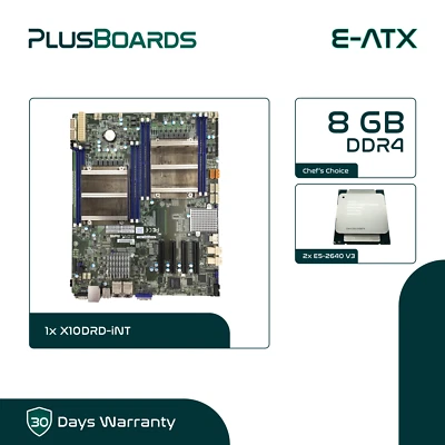 Supermicro X10DRD-iNT E-ATX LGA 2011 Server Motherboard 2x E5-2640 V3 8-Core 8GB - Image 1 of 4