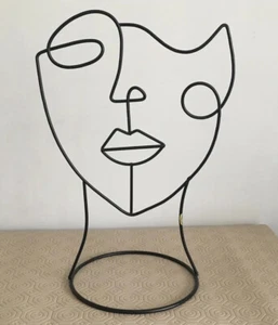 Abstract Face Wire Sculpture Free Standing - Picture 1 of 10