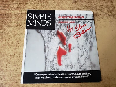 AUTH. SIGNED SLEEVE  1980s EXCELLENT JIM KERR SIMPLE MINDS GHOSTDANCING 1347 45 - Image 1 of 2