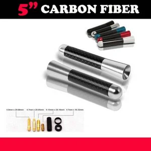 Universal 5" Silver Aluminum Carbon Fiber Short AM FM Radio Antenna Screw Car - Picture 1 of 3