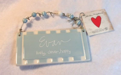 Departamento 56 Sandra Magsamen Niño Etiqueta Nombre Adorno Decoración Placa Cerámica EVAN Foto 1 de 2