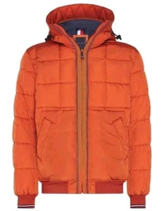 TOMMY HILFIGER Men's Coat Quilted Padded jacket Size Medium Orange - Picture 1 of 11