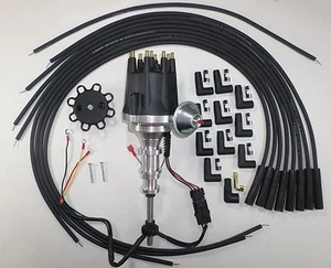 FORD Y Block 272 292 312 BLACK Small Cap HEI Distributor + Spark Plug Wires USA - Picture 1 of 9