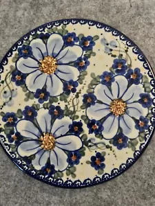 Polish Pottery Round Chopping Board Ceramic Trivet Zaklady Boleslawiec Signed - Picture 1 of 9