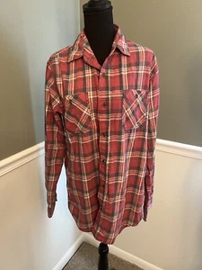 Weatherproof Vintage Mens Flannel Shirt M Red/Black Plaid - Picture 1 of 2