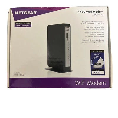 Netgear N450 Wireless Cable Modem Router (CG3000Dv2 ) 802.11n DOCSIS 3.0- COX - Image 1 of 4