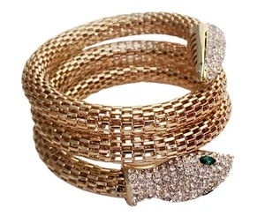 Pulsera Pulsera SERPIENTE Envoltura de Malla de Metal Estilo Cleopatra Tono Dorado *masiva* - Imagen 1 de 4