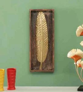 Wall Art Willow Leaf Golden Copper Metallic For Home Decor - Picture 1 of 4