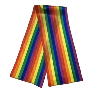Rainbow Scarf Gay Pride LGBTQ+ Lesbian Scarves Parade Mardi Gras Fun Party - Picture 1 of 4