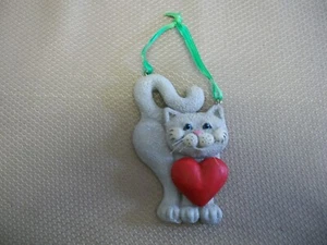 Vintage Kurt Adler Gray Fairy Cat W/ Heart XMas Ornament Holiday Tree Decoration - Picture 1 of 10