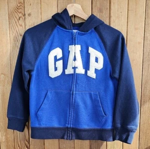 GOOD CONDITION GAP Blue Hoodie with Zipper and Navy Sleeves - Picture 1 of 5