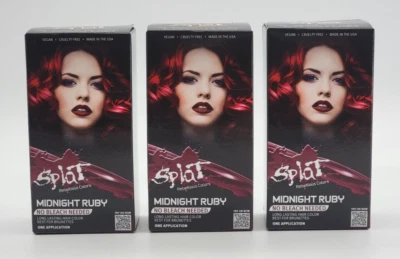 (Paquete de 3) Kit de tinte para cabello semipermático rojo oscuro Splat Midnight Ruby sin blanqueador FSPK0081 Foto 1 de 4