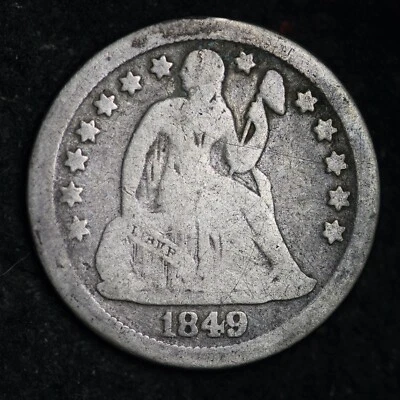 Moneda de diez centavos de plata libertad sentada 1849-O ELECCIÓN EN MUY BUENA CONDICIÓN + ENVÍO GRATUITO E203 TES Foto 1 de 2