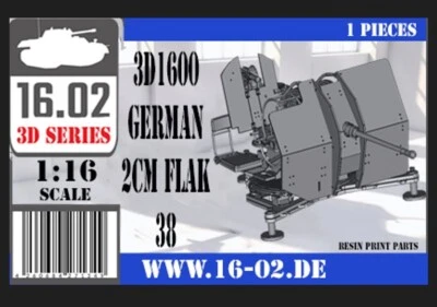 3D16006 German 2cm Flak 38 3D gedruckter Bausatz 1:16 von 16.02 - Bild 1 von 4